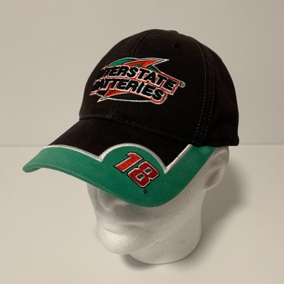 NASCAR Bobby Labonte #18 Cap Velcro Strap Black/Green Used O/S - Picture 2 of 4